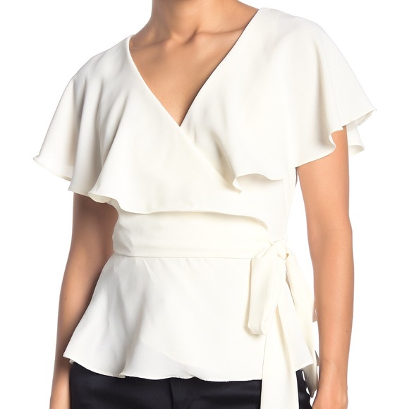 DO+BE Tops - Do & Be Ruffle Wrap Popover Blouse Open Back Sz M